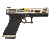 WE - Glock 17 T3 GBB Pistol - Gold barrel / Silver Slide