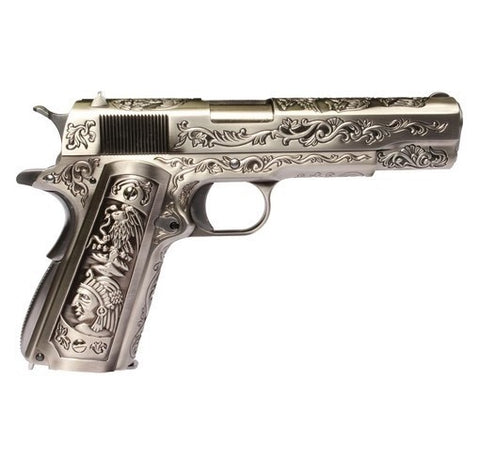 WE 1911 Classic Floral Pattern GBB Pistol - Silver